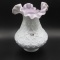 Fenton Spanish Lace cased lilac vase-7.5