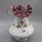 Fenton Spanish Lace Violets plum cased vase 7.5