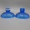 Fenton blue sapphire Lily of the Valley candle set