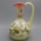 Fenton burmese handpainted Gourd ewer-7