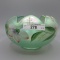 Fenton green Carnival handpainted rose bowl-4