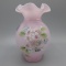 Fenton pink handpainted vase-6