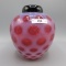 Fenton cranberry opal Coin Dot-2 pc. ginger jar