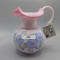 Fenton blue burmese handpainted pitcher-7