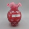 Fenton Cranberry Heart Optic Vase 5.5