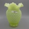 Fenton Vaseline Opalescent Hobnail Vase 8