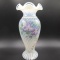Fenton French Opal Rib Optic HP Vase 10.5