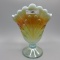 Fenton Aqua Opal Carnival Fan Vase 7.5