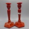 Fenton Vintage RARE Red Slag Candle Holders 9