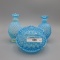 Fenton Blue Opal Hobnail 3-pc Powder Set