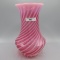 Fenton Cranberry Opal Rib Optic Vase - 9.5