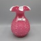 Fenton Wild Rose-Rose and Bowknot cased vase 7.5