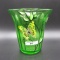 Fenton green flip vase handpainted-6