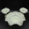 Fenton 4 pc. ivory crest bowl & candle set
