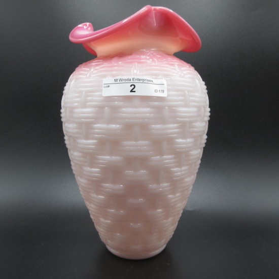 Fenton rosalene Basketweave 8" vase