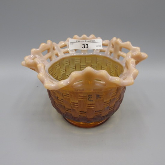 Fenton cameo opalescent Basketweave bowl