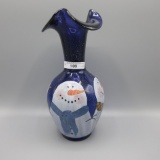Fenton GSE purple snowman vase-9.5