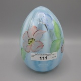 Fenton blue opalescent Rib Optic handpainted egg