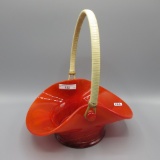 Fenton vintage Mandarin red slag basket