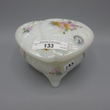 Fenton white Carnival handpainted Heart music box