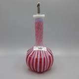 Fenton LG Wright cranberry Rib Optic barber bottle