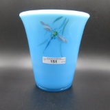 Fenton blue HP Flip vase-6