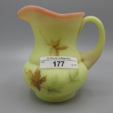 Fenton burmese Maple Leaf pitcher-4.5
