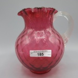 Fenton cranberry Diamond Optic pitcher-7