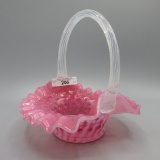 Fenton cranberry opal. Hobnail low basket-6