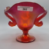 Fenton red Carnival Stretch Dolphin bowl-5.5