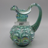 Fenton green Beaded Melon pitcher-5