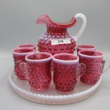 Fenton Doris Lechler Cran. Opal. Hob. mini water set