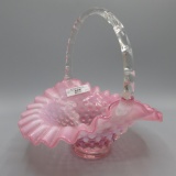 Fenton cranberry opalescent basket-8.5