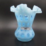 Fenton Blue Opal Coin Dot Vase - 6