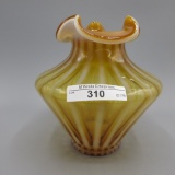 Fenton Honey Amber Rib Optic Vase - 5.25