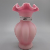 Fenton Pink Satin Melon Vase - 3.5