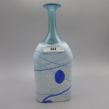 Blue Art Glass Bottle - Artist Signed 9.5