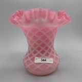 Fenton Cranberry Opal Honeycomb Satin Vase 7