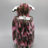 Fenton Vasa Murrhina Pink and Green Pinch Vase 8