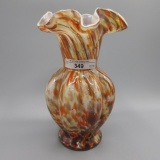 Fenton Vases Murr. Autumn Orange Melon Vase 7.5