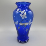 Fenton Cobalt Blue HP Vase - 9.5