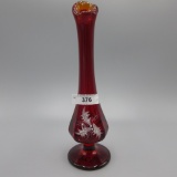 Fenton Ruby HP Bud Vase 8
