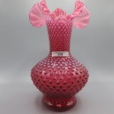 Fenton Cranberry Opal Vase 11