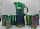 Gibson 7-pc Green Carnival Wheat Shocks Water Set