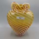 Fenton Amber Feather Vase 10