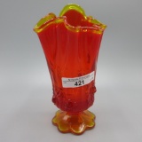 Fenton Amberina Cabbage Rose Napkin Vase 6.5
