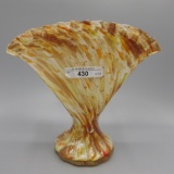 Fenton Vasa Murrhina Autumn Orange Fan Vase - 7