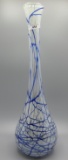 Art Glass Blue Swirl Swung Vase 18