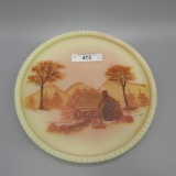 Fenton Burmese Log Cabin Plate - Kathleen Sponsler