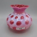 Fenton Cranberry Opal Coin Dot Vase 6